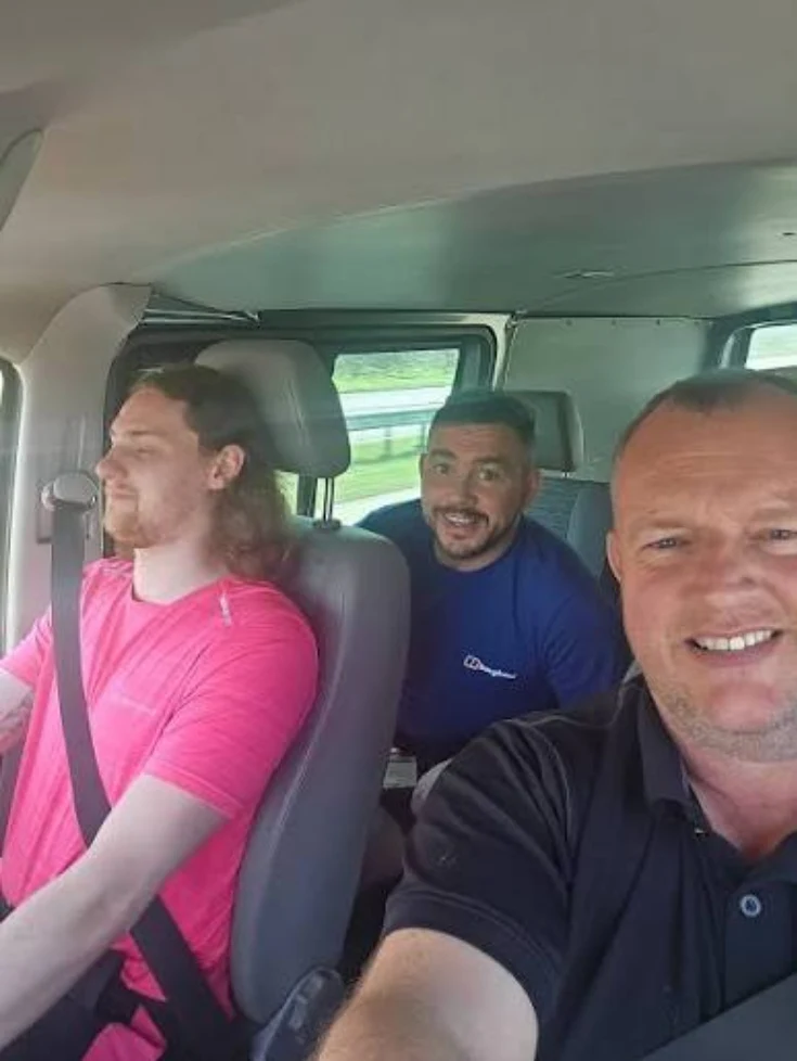 Andy and two of the Elegance team in the van
